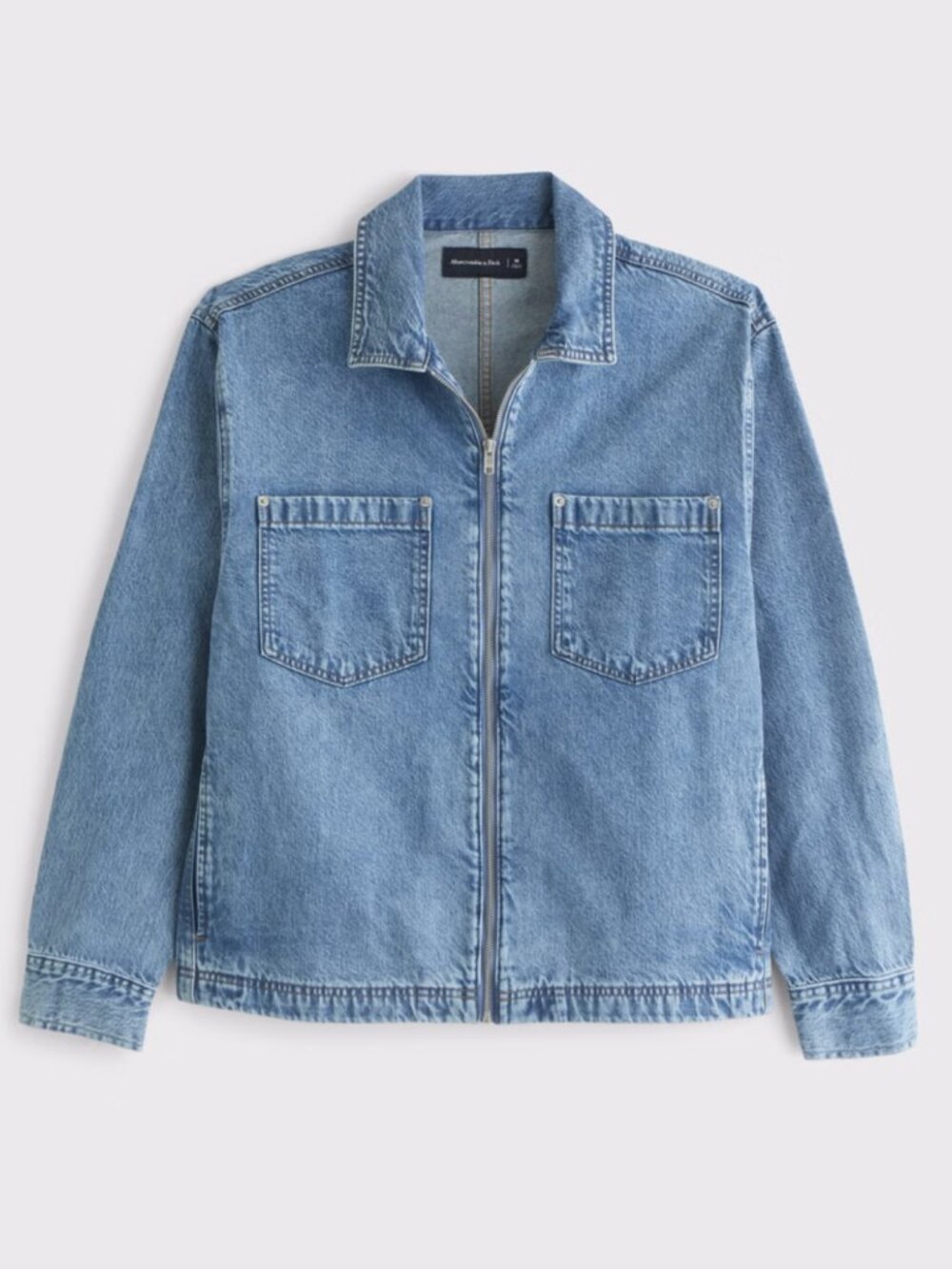 Abercrombie & Fitch Denim Zip Shirt Jacket, Medium Wash, Medium, EUC